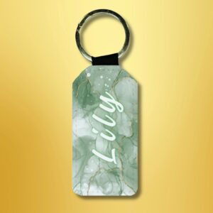 Green Marble Personalised Keychain