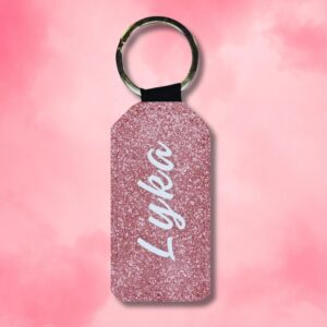 Pink Glitter Personalised Keychain