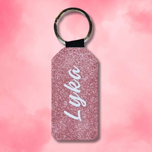 Pink Glitter Personalised Keychain