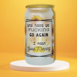 Good morning (Sunflower) 473ml Frosted Glass Tumbler