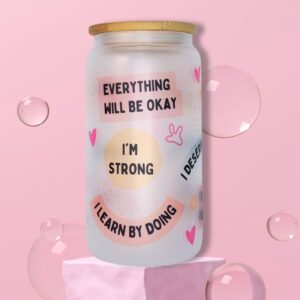 I am Strong 473ml Frosted Glass Tumbler