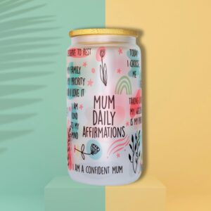 Mum Daily Affirmations 473ml Frosted Glass Tumbler