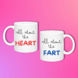 Heart and Fart 325ml Ceramic Mug Duo