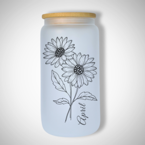 April - Daisy - 473ml Frosted Glass Tumbler
