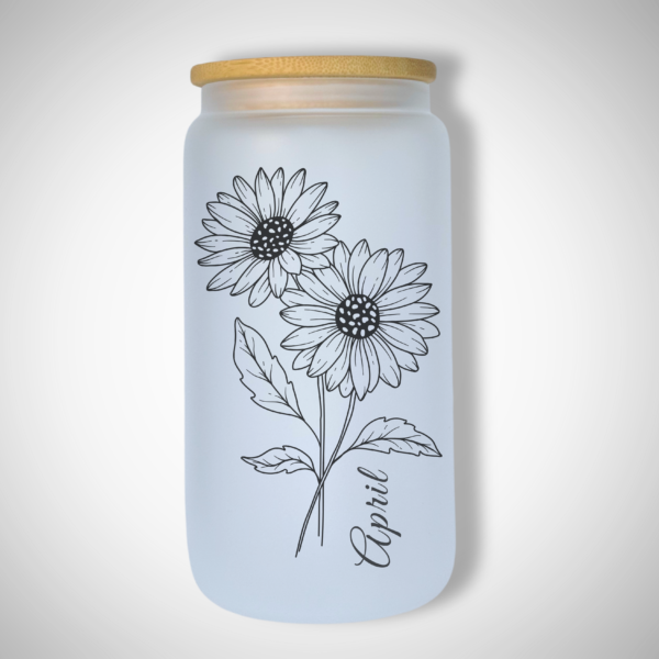 April - Daisy - 473ml Frosted Glass Tumbler