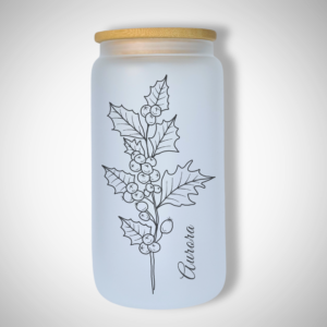 December - Holly - 473ml Frosted Glass Tumbler