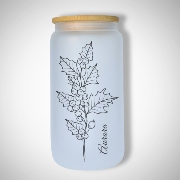 December - Holly - 473ml Frosted Glass Tumbler