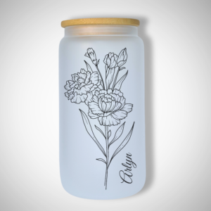 January - Carnation - 473ml Frosted Glass Tumbler