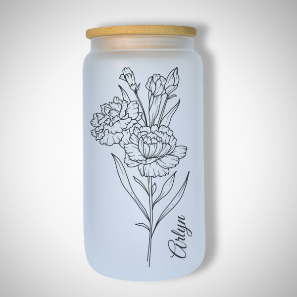 January - Carnation - 473ml Frosted Glass Tumbler