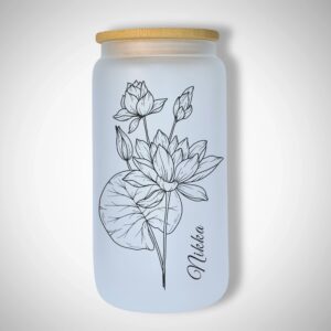 July - Waterlily - 473ml Frosted Glass Tumbler