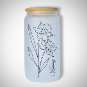 March - Daffodil - 473ml Frosted Glass Tumbler