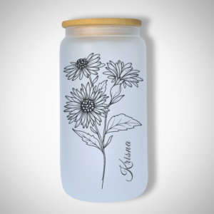September - Aster- 473ml Frosted Glass Tumbler