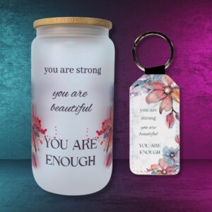 You are strong Glass Tumbler and Keychain Gift Set